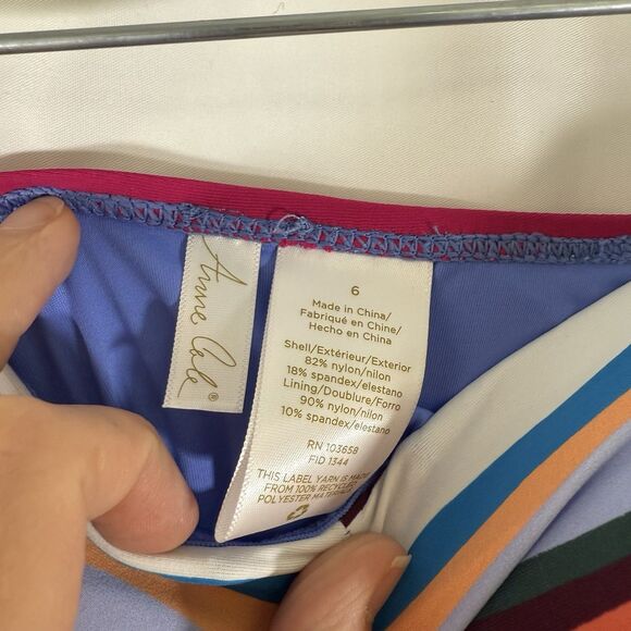 New Anne Cole One Piece Swimsuit Women's 6 Rainbow Striped Pull On Padded - Picture 6 of 10